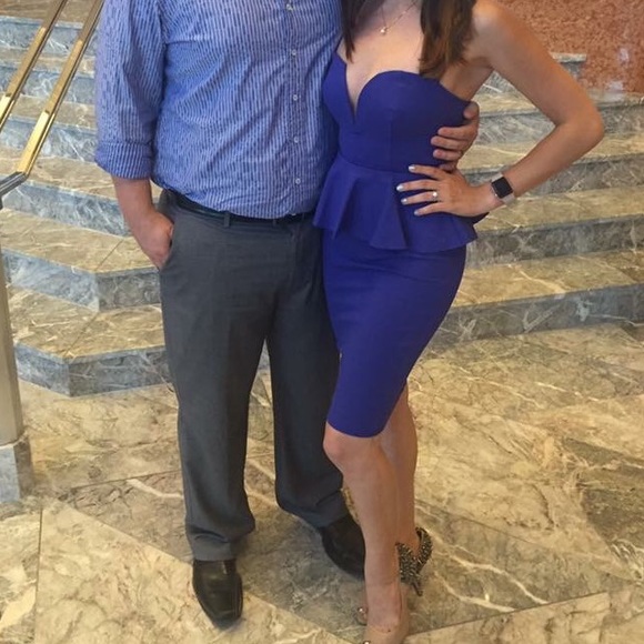 Lulu's Peplum Talk Indigo Dress - Picture 3 of 3